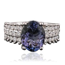 14KT White Gold 3.73ct Tanzanite and Diamond Ring