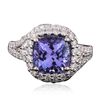 Image 1 : 18KT White Gold 3.61ct Tanzanite and Diamond Ring