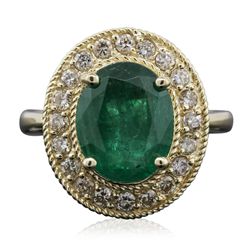 14KT Yellow Gold 2.75ct Emerald and Diamond Ring