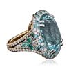 Image 4 : 18KT Two-Tone Gold GIA Certified 39.59ctw Paraiba Tourmaline and Diamond Ring