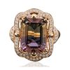 Image 1 : 14KT Rose Gold 7.27ct Ametrine and Diamond Ring
