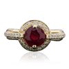 Image 1 : 14KT Yellow Gold 1.56ct Ruby and Diamond Ring