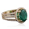 Image 2 : 14KT Yellow Gold 2.82ct Emerald and Diamond Ring