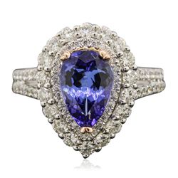 14KT Two-Tone Gold 4.82ct Tanzanite and Diamond Ring