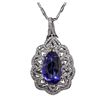 Image 3 : 14KT White Gold 8.01ct Tanzanite and Diamond Pendant With Chain