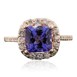 14KT Rose Gold 2.16ct Tanzanite and Diamond Ring