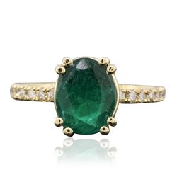 18KT Yellow Gold 1.65ct Emerald and Diamond Ring