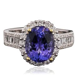 14KT Two-Tone Gold 3.74ct Tanzanite and Diamond Ring