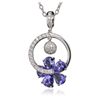 Image 2 : 14KT White Gold 9.20ctw Tanzanite and Diamond Pendant With Chain