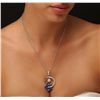 Image 3 : 14KT White Gold 9.20ctw Tanzanite and Diamond Pendant With Chain