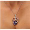 Image 4 : 14KT White Gold 9.20ctw Tanzanite and Diamond Pendant With Chain