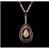 Image 3 : 18KT Two-Tone Gold 6.41ctw Ruby and Diamond Necklace