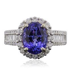 14KT Two-Tone Gold 3.86ct Tanzanite and Diamond Ring