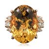 Image 1 : 14KT Rose Gold 24.63ct Citrine and Diamond Ring