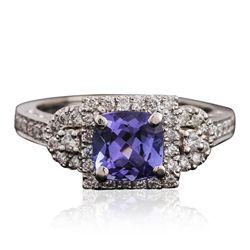 14KT White Gold 1.37ct Tanzanite and Diamond Ring