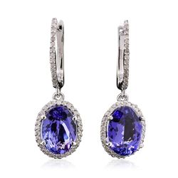 14KT White Gold 5.44ctw Tanzanite and Diamond Earrings