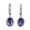 Image 1 : 14KT White Gold 5.44ctw Tanzanite and Diamond Earrings