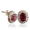 Image 2 : 14KT Yellow Gold 3.08ctw Ruby and Diamond Earrings