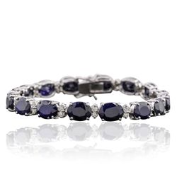 14KT White Gold 28.64ctw Sapphire and Diamond Bracelet