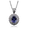 Image 1 : 14KT White Gold 4.55ct Tanzanite and Diamond Pendant With Chain