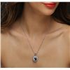 Image 4 : 14KT White Gold 4.55ct Tanzanite and Diamond Pendant With Chain