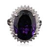 Image 1 : 14KT White Gold 13.37ct Amethyst and Diamond Ring