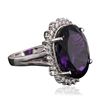 Image 2 : 14KT White Gold 13.37ct Amethyst and Diamond Ring