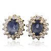 Image 1 : 14KT Yellow Gold 1.91ctw Sapphire and Diamond Earrings