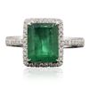 Image 1 : 14KT White Gold 3.46ct Emerald and Diamond Ring
