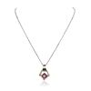 Image 1 : 14KT Two-Tone Gold 0.86ct Ruby, Sapphire and Diamond Pendant With Chain