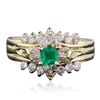 Image 1 : 14KT Yellow Gold 0.50ct Emerald and Diamond Ring