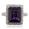 Image 1 : 14KT White Gold 6.43ct Amethyst and Diamond Ring