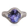 Image 1 : 14KT White Gold 4.01ct Tanzanite and Diamond Ring