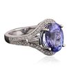 Image 2 : 14KT White Gold 4.01ct Tanzanite and Diamond Ring