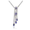 Image 2 : 18KT White Gold 5.58ctw Sapphire and Diamond Necklace