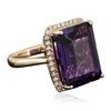 Image 2 : 14KT Yellow Gold 10.27ct Amethyst and Diamond Ring