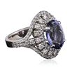 Image 2 : 14KT White Gold 4.87ct Tanzanite and Diamond Ring