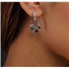 Image 6 : 14KT White Gold 0.60ctw Emerald, Ruby, Sapphire, and Diamond Earrings