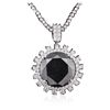 Image 1 : 14KT and 18KT White Gold 30.50ctw Black Diamond Pendant With Chain