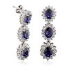 Image 2 : 14KT White Gold 3.78ctw Sapphire and Diamond Earrings