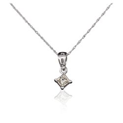 14KT White Gold 0.25ct Diamond Pendant With Chain