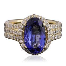 14KT Yellow Gold 3.54ct Tanzanite and Diamond Convertible Ring