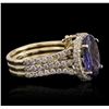Image 2 : 14KT Yellow Gold 3.54ct Tanzanite and Diamond Convertible Ring