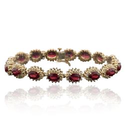 14KT Yellow Gold 17.28ctw Ruby and Diamond Bracelet