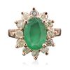 Image 1 : 14KT Rose Gold 2.66ct Emerald and Diamond Ring