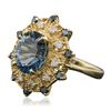 Image 2 : 14KT Yellow Gold 4.22ct Blue Topaz and Diamond Ring