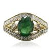 Image 1 : 14KT Yellow Gold 1.43ct Emerald and Diamond Ring