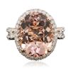 Image 1 : 14KT Rose Gold 8.51ct Morganite and Diamond Ring