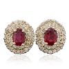 Image 1 : 14KT Yellow Gold 2.07ctw Ruby and Diamond Earrings