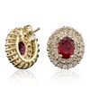 Image 2 : 14KT Yellow Gold 2.07ctw Ruby and Diamond Earrings